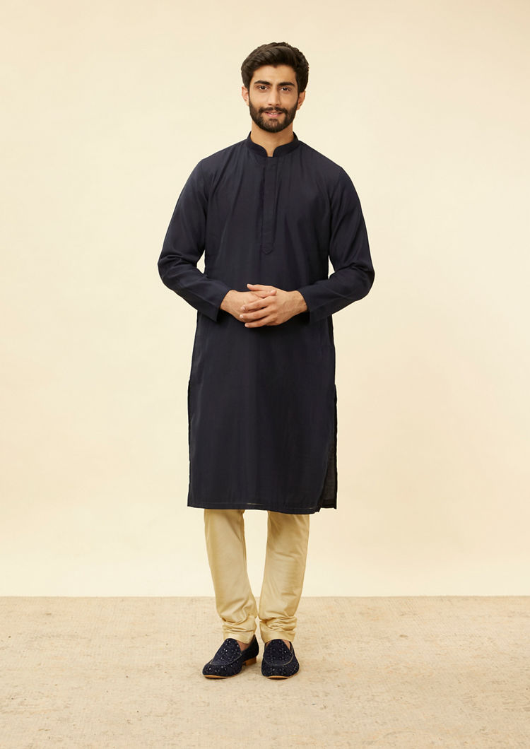 Twamev Men Dark Blue Elegance Kurta Jacket Set image number 3