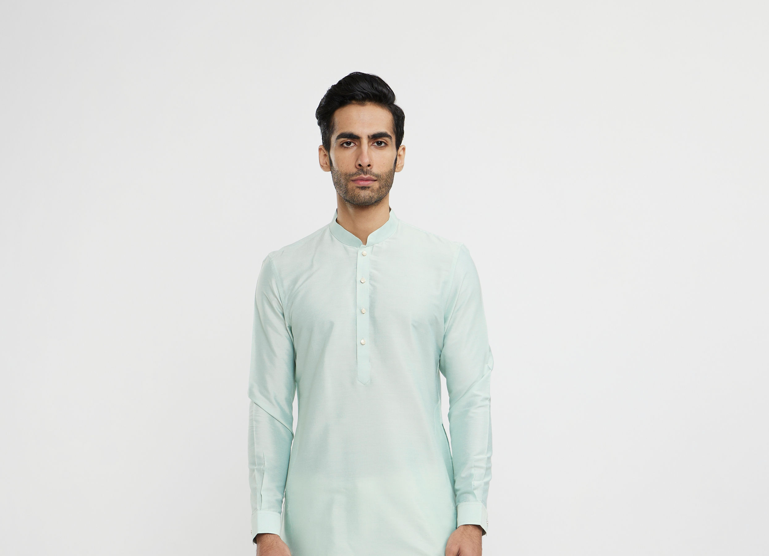 Twamev Men Aqua Green Elegance in Kurta Jacket Set