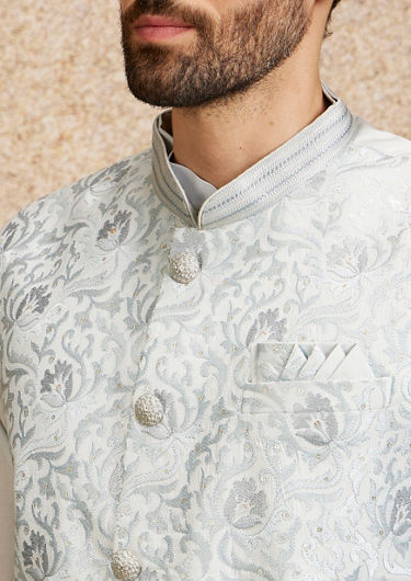 alt message - Twamev Men Luxe Blue Sequin Sprinkle Jacket Set image number 1