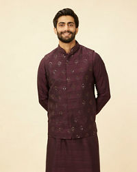 Twamev Men Wine Elegance Jacket Set