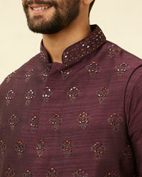 Twamev Men Wine Elegance Jacket Set