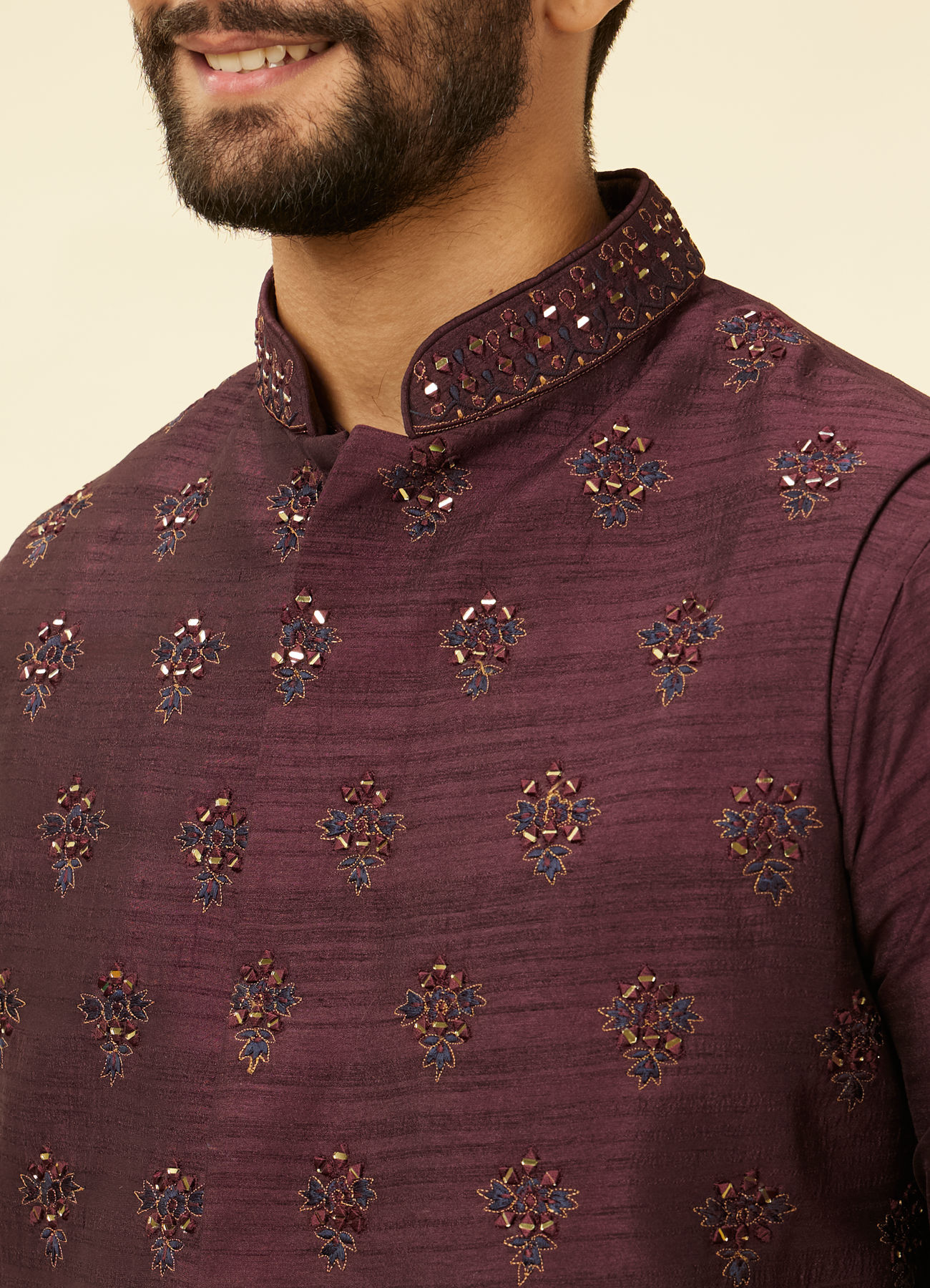 Twamev Men Wine Elegance Jacket Set