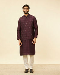 Twamev Men Wine Elegance Jacket Set