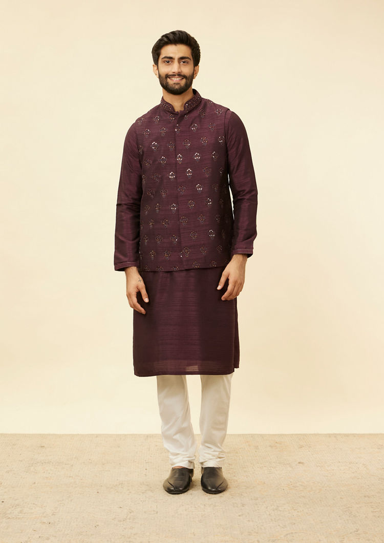 Twamev Men Wine Elegance Jacket Set