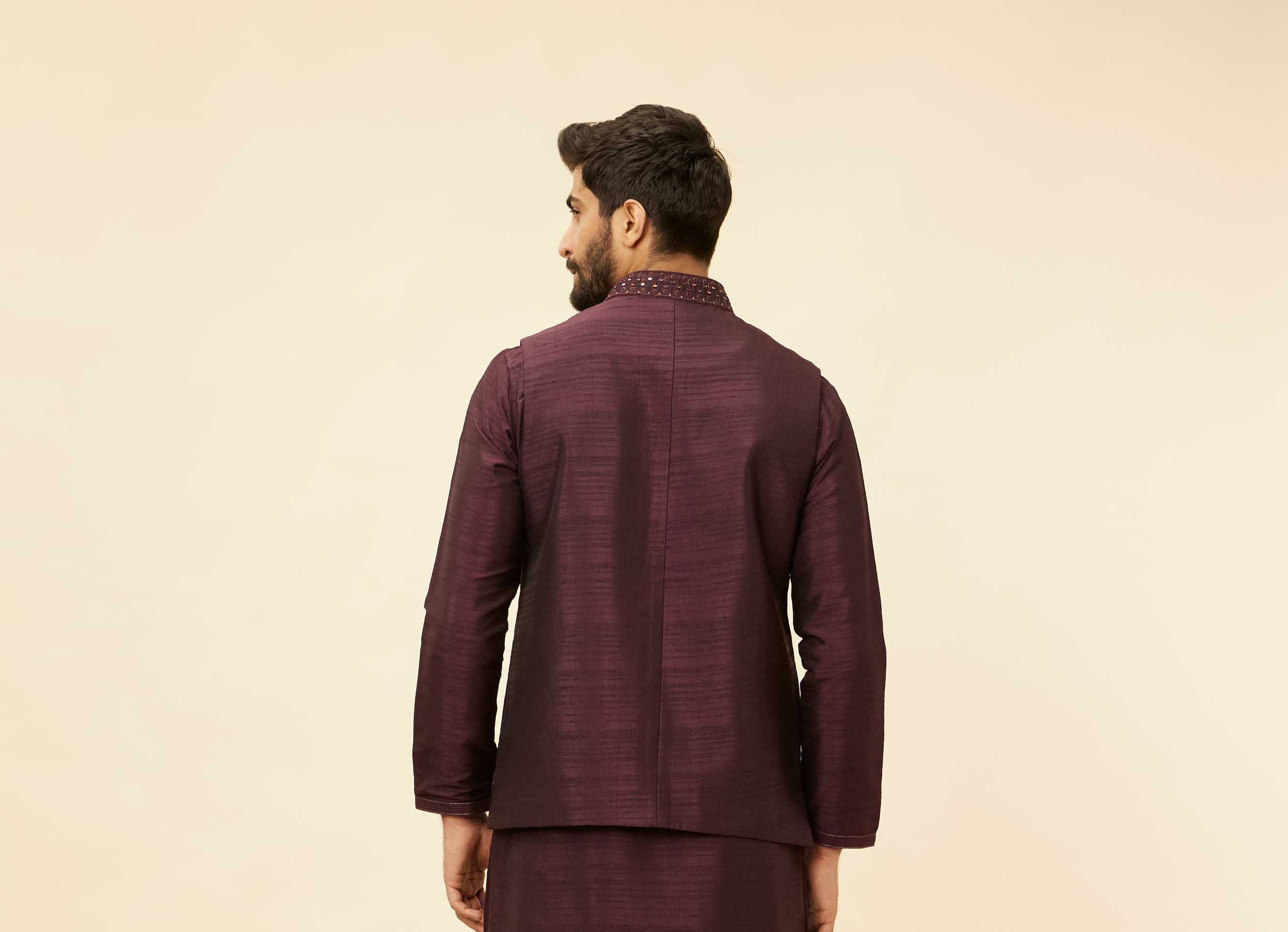 Twamev Men Wine Elegance Jacket Set
