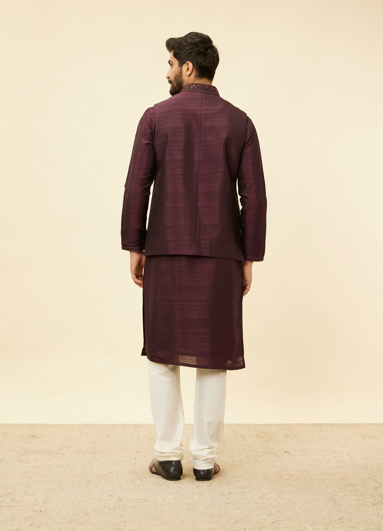 Twamev Men Wine Elegance Jacket Set