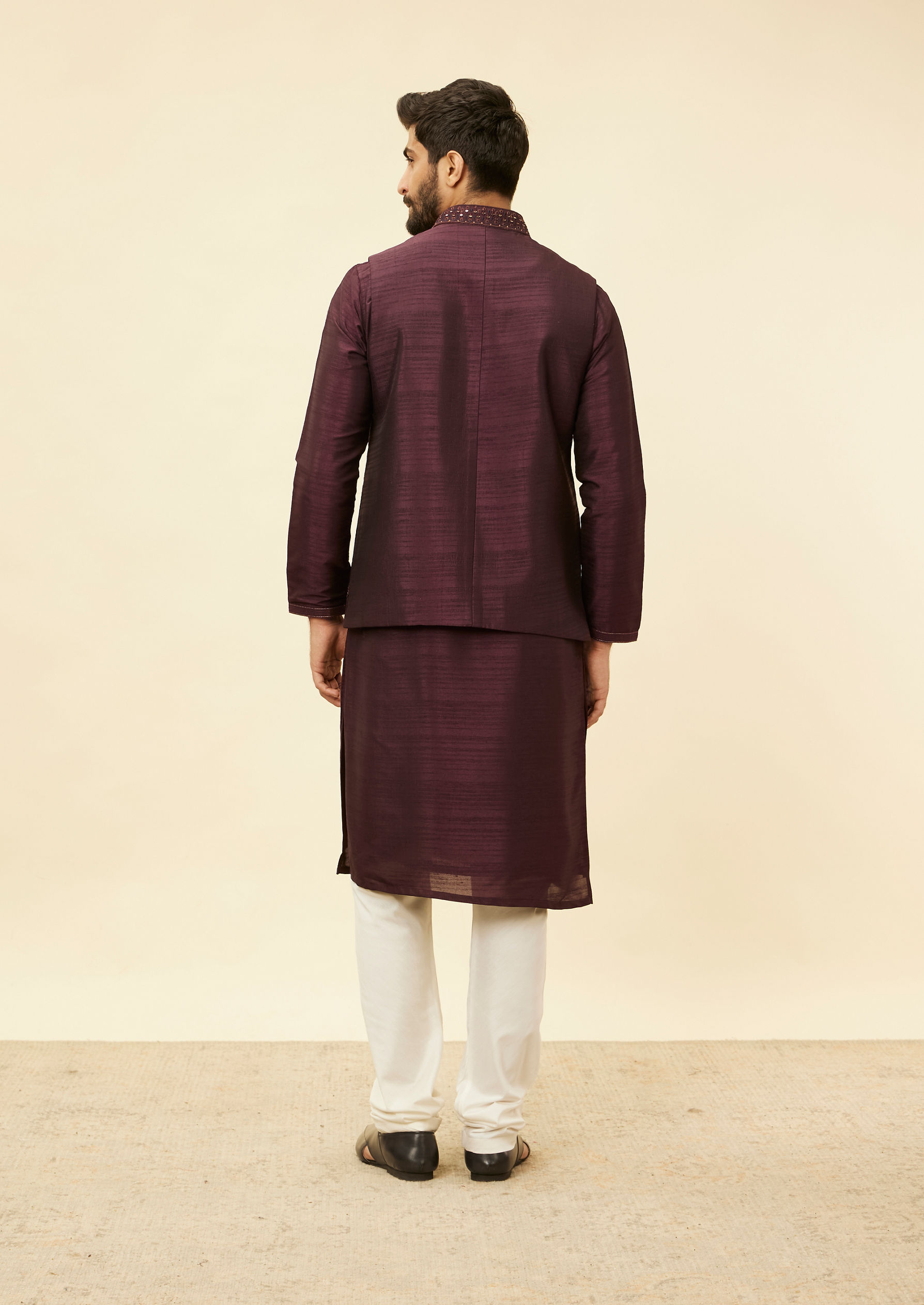 Twamev Men Wine Elegance Jacket Set