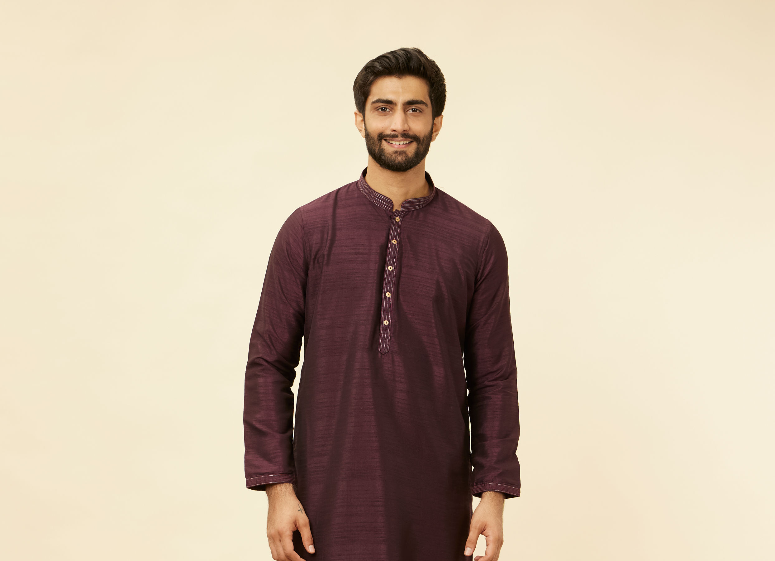 Twamev Men Wine Elegance Jacket Set
