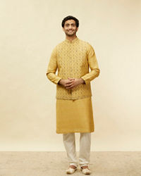 Twamev Men Muse in Mustard Gold Ensemble Jacket Set