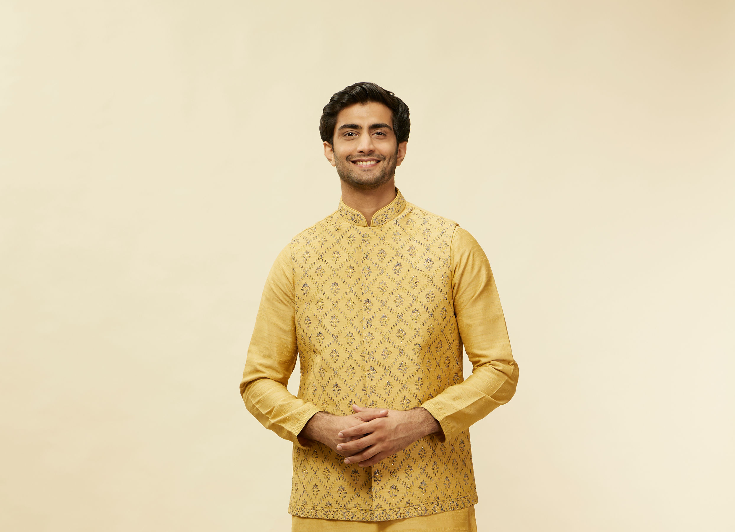 Twamev Men Muse in Mustard Gold Ensemble Jacket Set