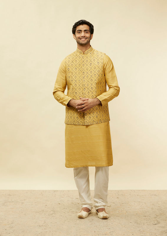 Twamev Men Muse in Mustard Gold Ensemble Jacket Set