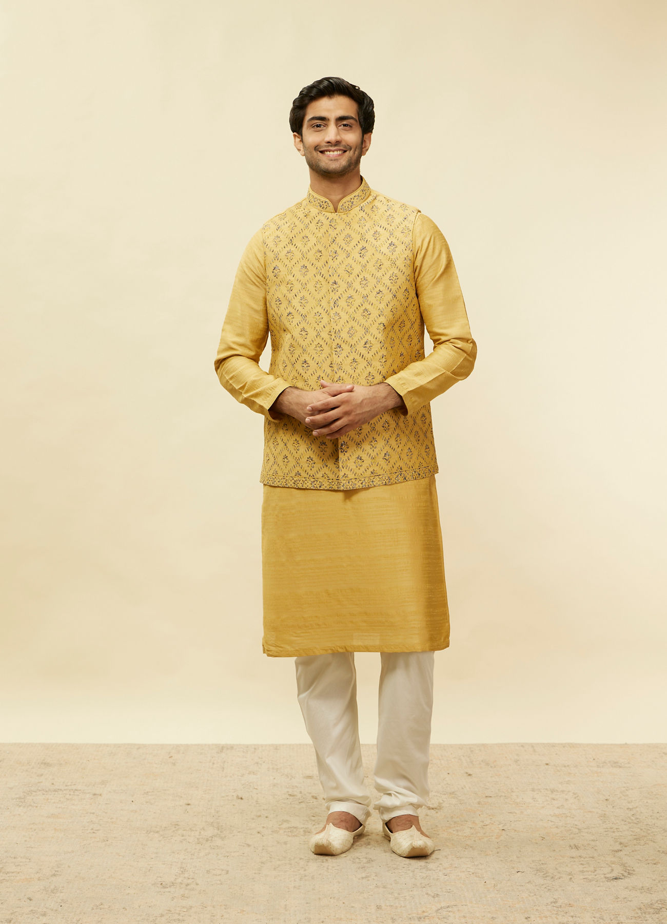 Twamev Men Muse in Mustard Gold Ensemble Jacket Set