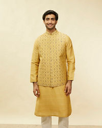 Twamev Men Muse in Mustard Gold Ensemble Jacket Set