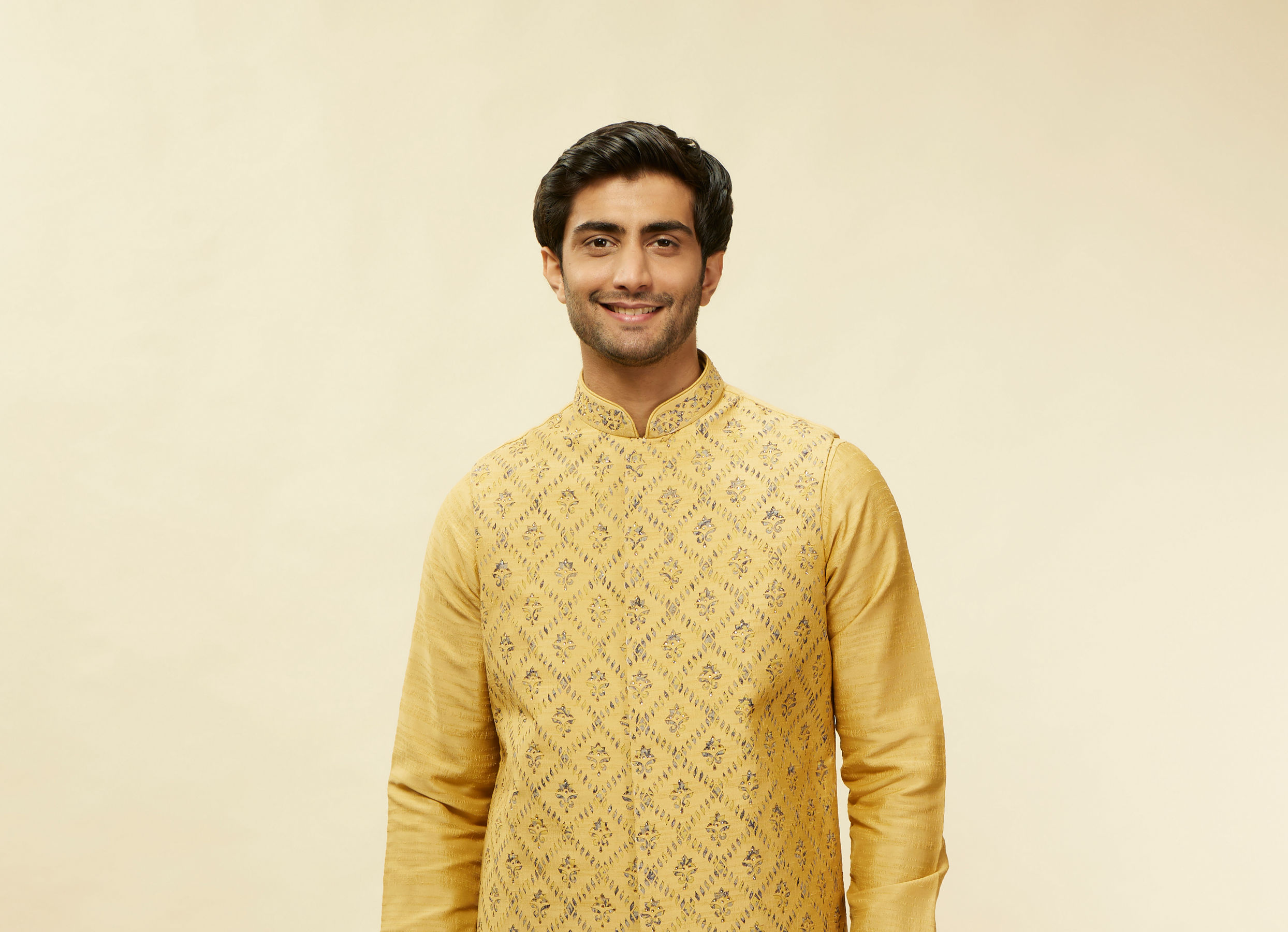 Twamev Men Muse in Mustard Gold Ensemble Jacket Set