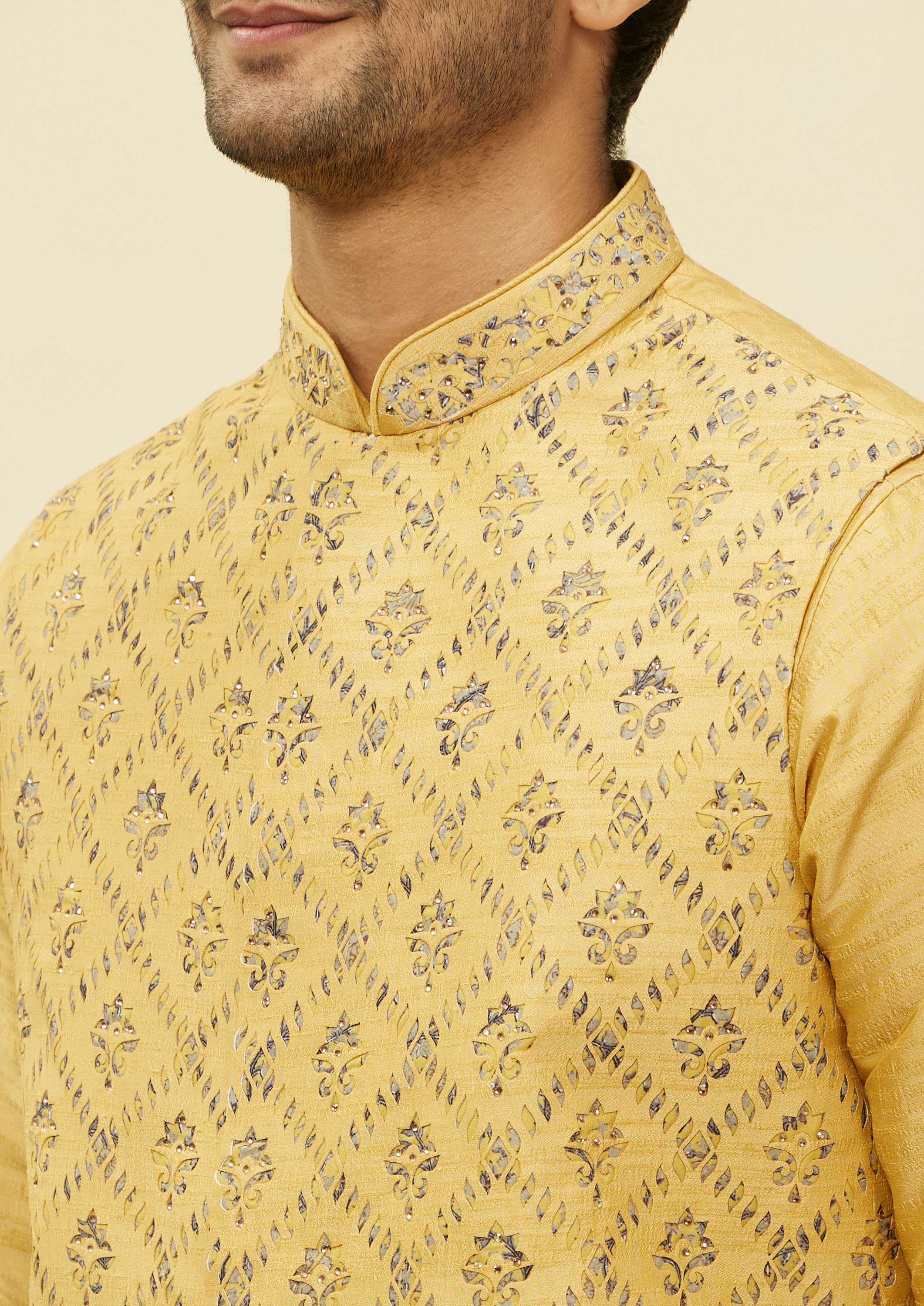 Twamev Men Muse in Mustard Gold Ensemble Jacket Set