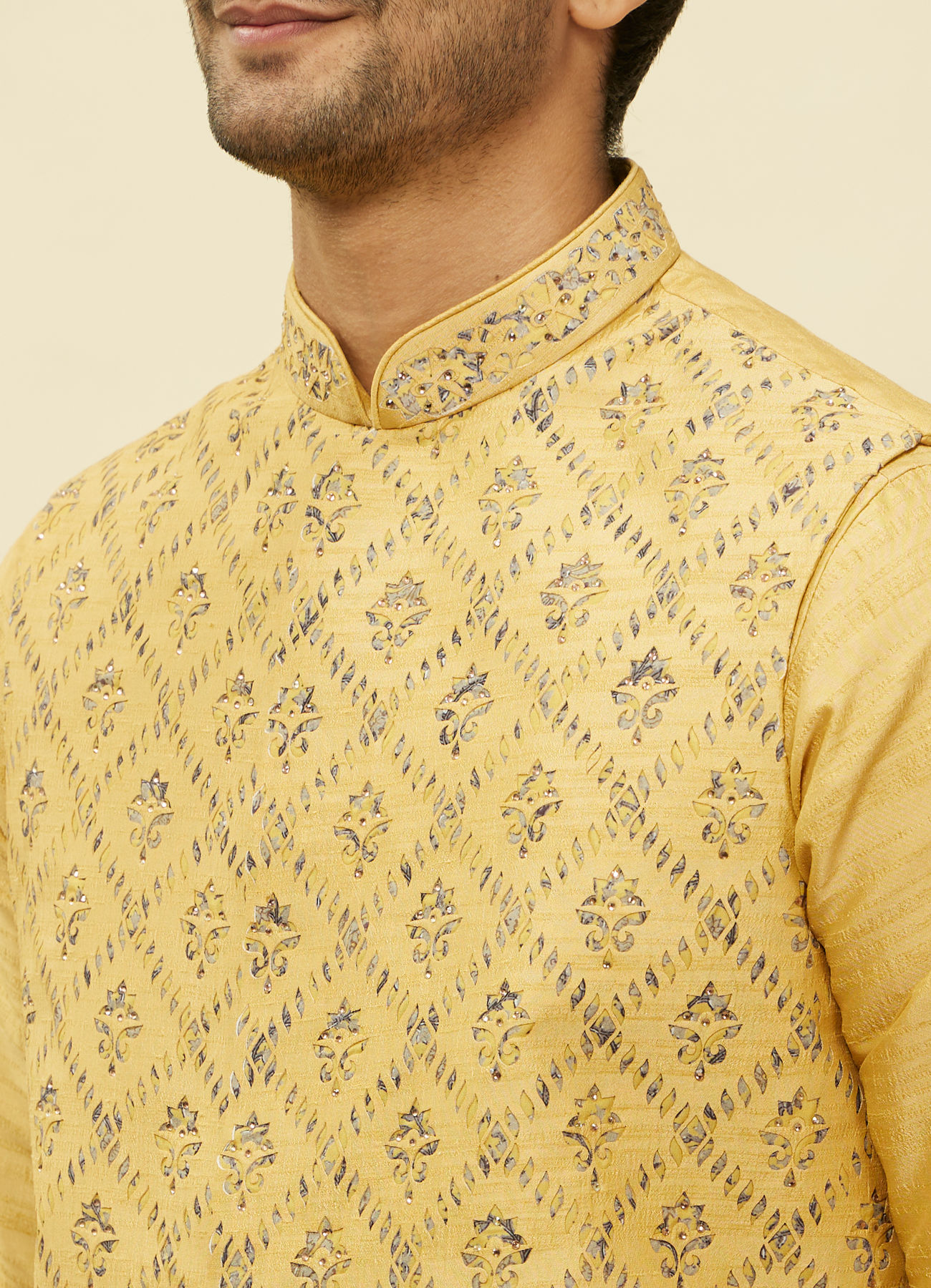 Twamev Men Muse in Mustard Gold Ensemble Jacket Set