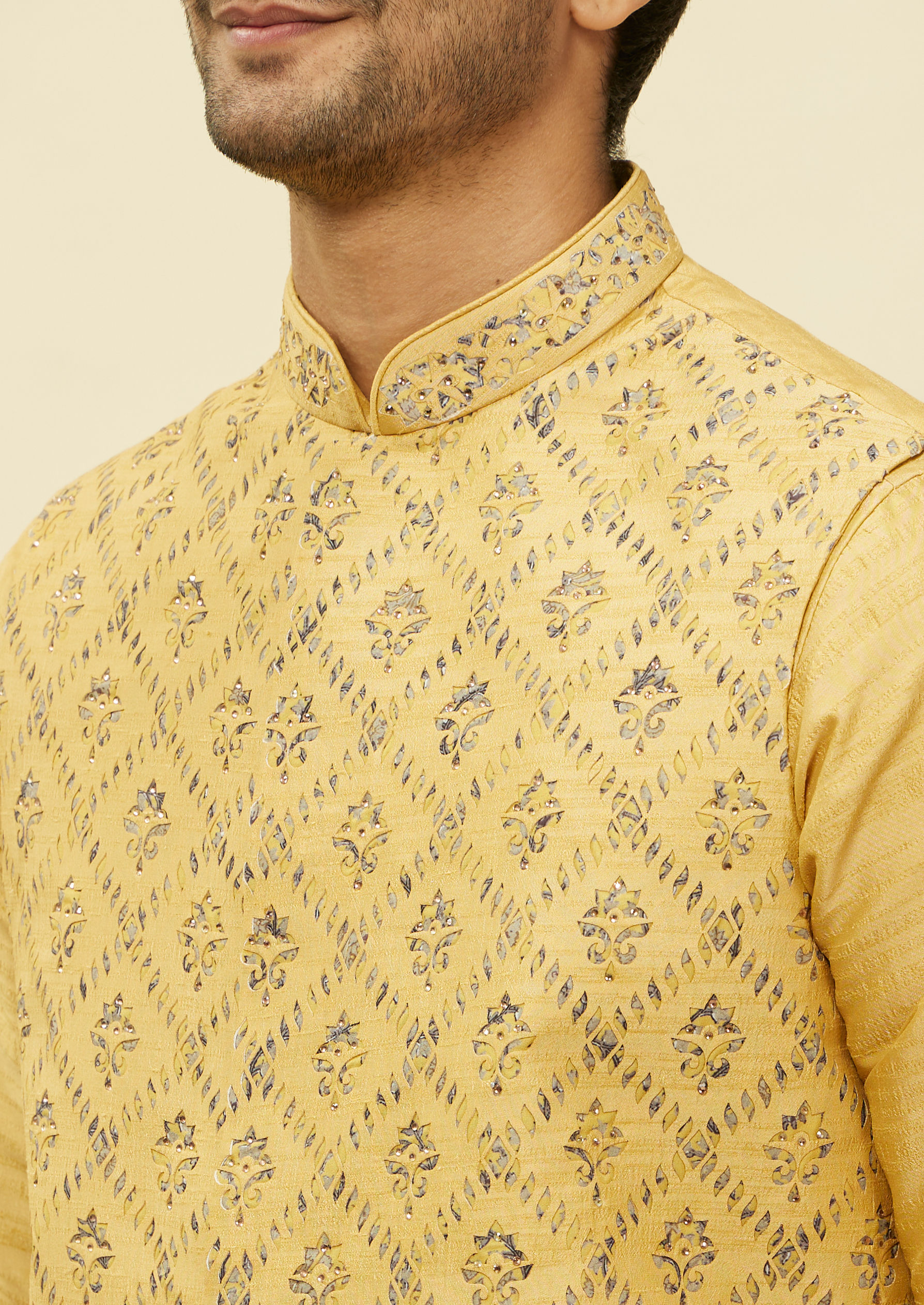 Twamev Men Muse in Mustard Gold Ensemble Jacket Set
