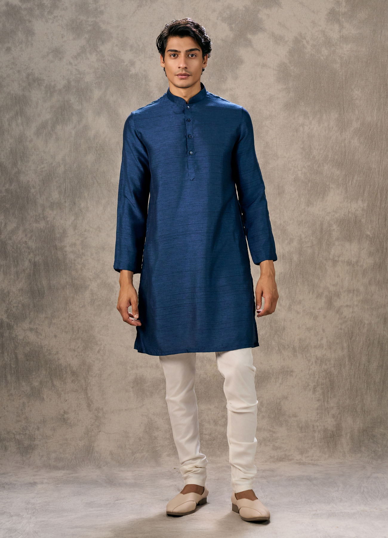 Twamev Men Dark Blue Splendour Kurta Jacket Set