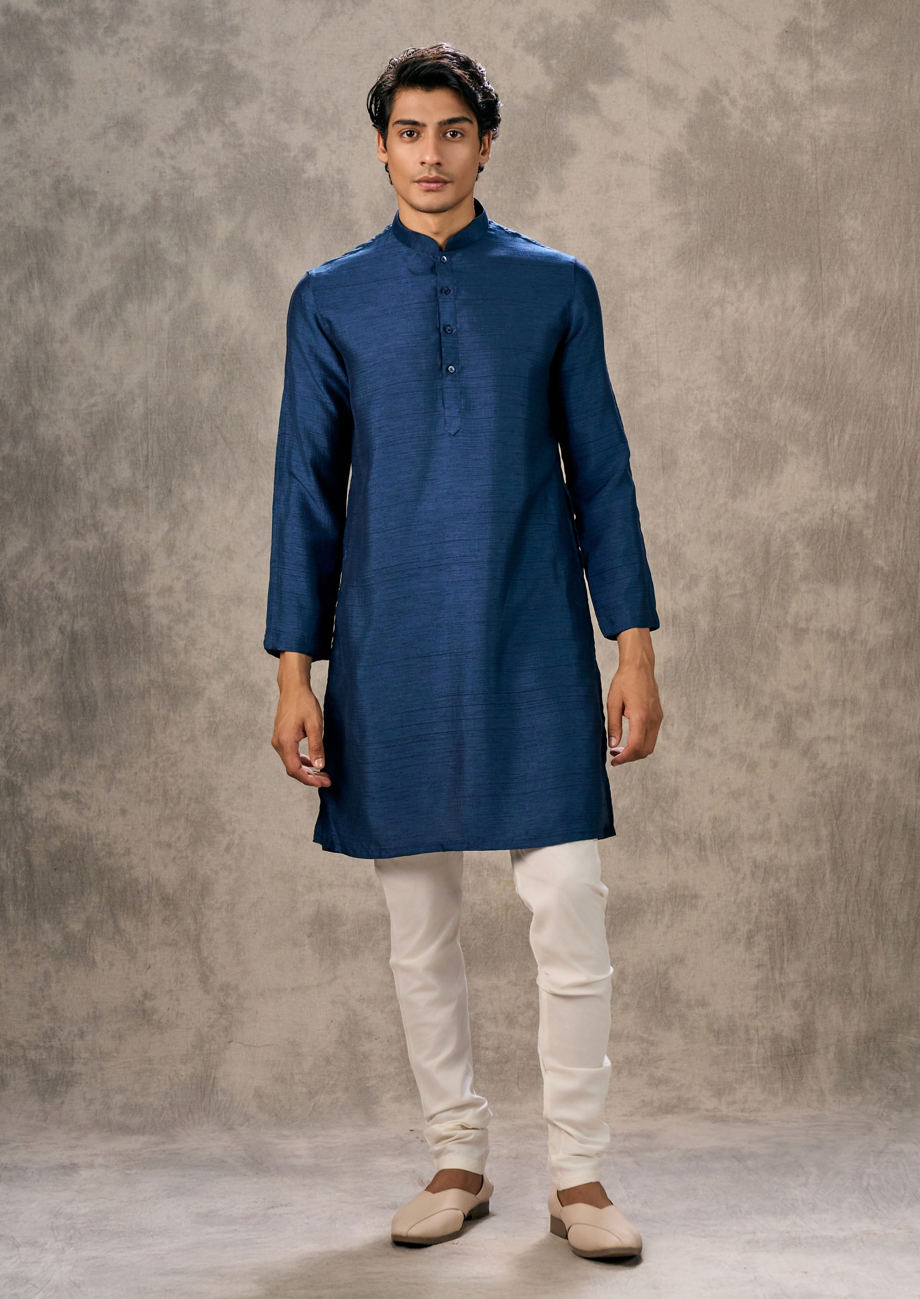 Twamev Men Dark Blue Splendour Kurta Jacket Set