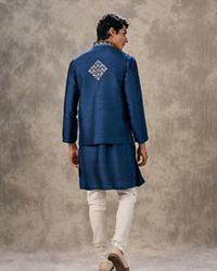 Twamev Men Dark Blue Splendour Kurta Jacket Set
