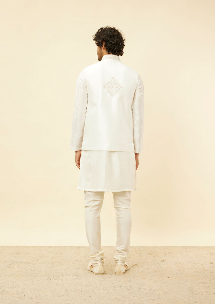 Twamev Men Cream Elegance Kurta Jacket Set