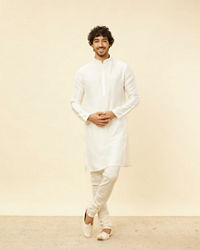 Twamev Men Cream Elegance Kurta Jacket Set