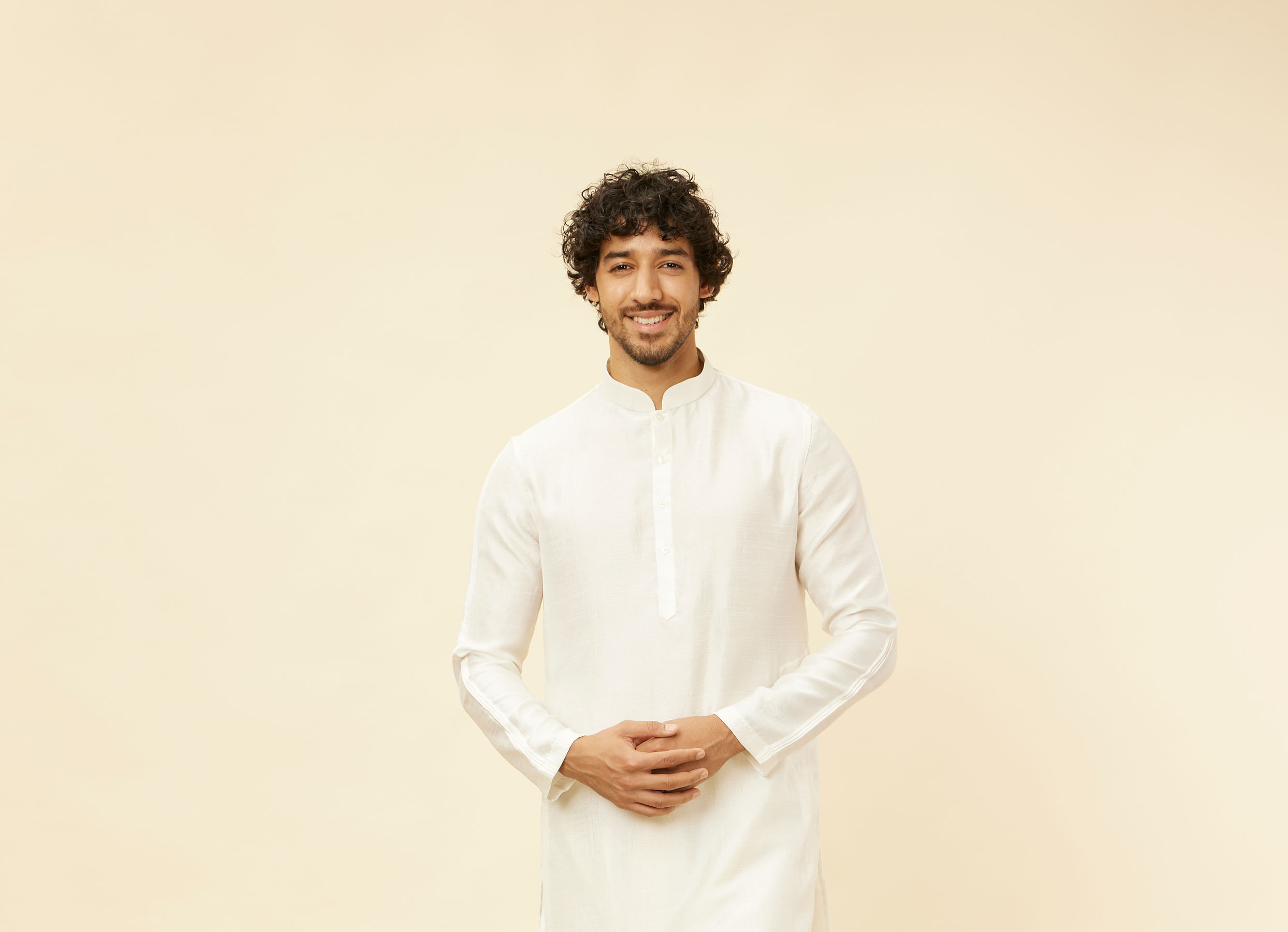 Twamev Men Cream Elegance Kurta Jacket Set