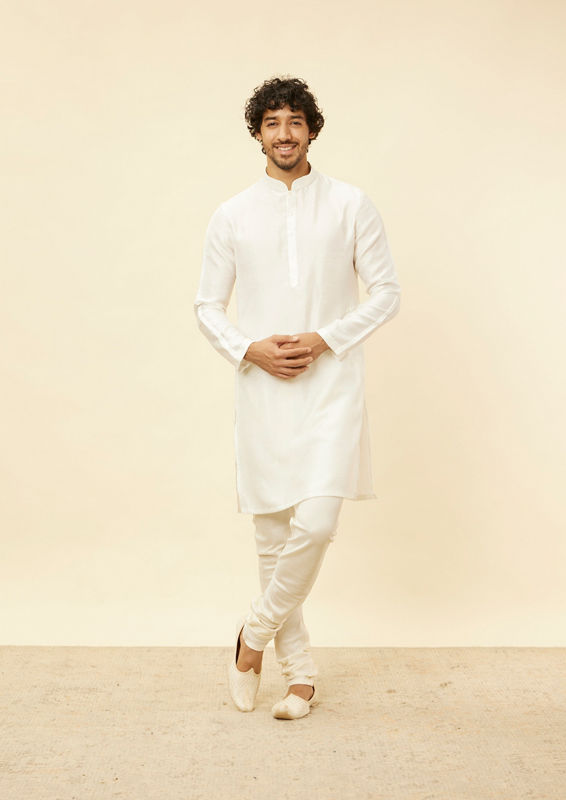 Twamev Men Cream Elegance Kurta Jacket Set