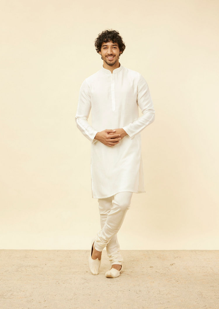 Twamev Men Cream Elegance Kurta Jacket Set