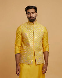 Twamev Men Mustard Majesty Kurta Jacket Set