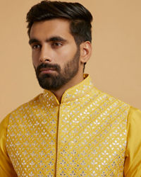 Twamev Men Mustard Majesty Kurta Jacket Set