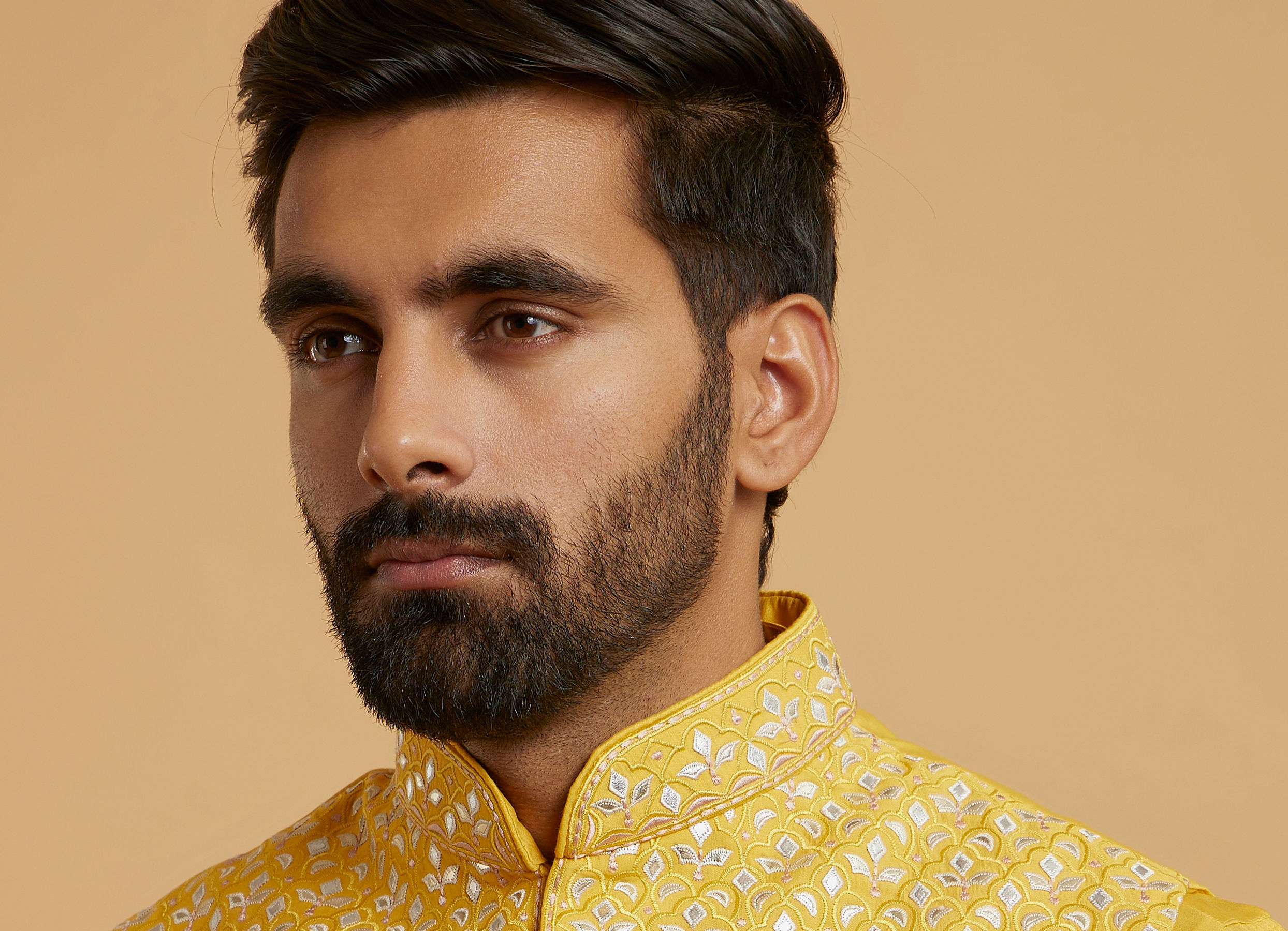 Twamev Men Mustard Majesty Kurta Jacket Set