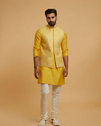 Twamev Men Mustard Majesty Kurta Jacket Set