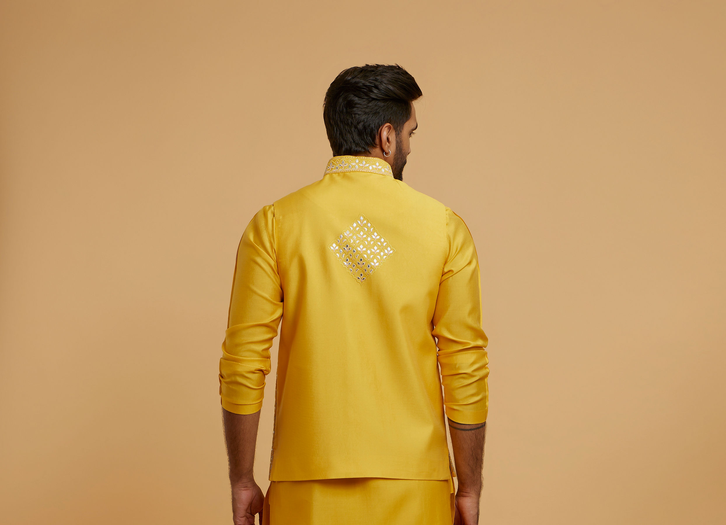 Twamev Men Mustard Majesty Kurta Jacket Set