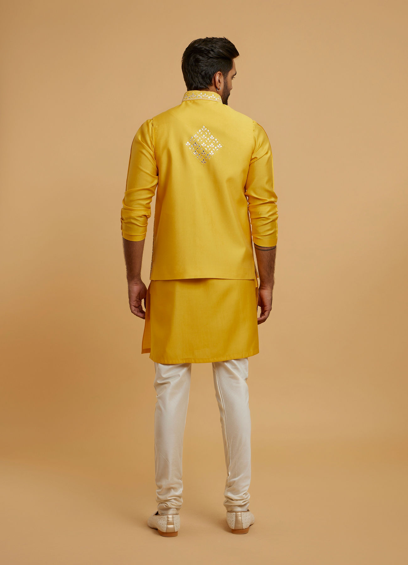 Twamev Men Mustard Majesty Kurta Jacket Set