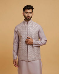 Twamev Men Lilac Grandeur Kurta Jacket Set