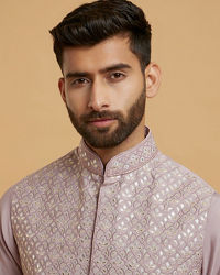 Twamev Men Lilac Grandeur Kurta Jacket Set