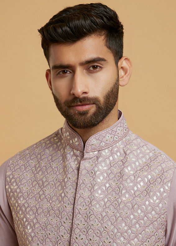 Twamev Men Lilac Grandeur Kurta Jacket Set
