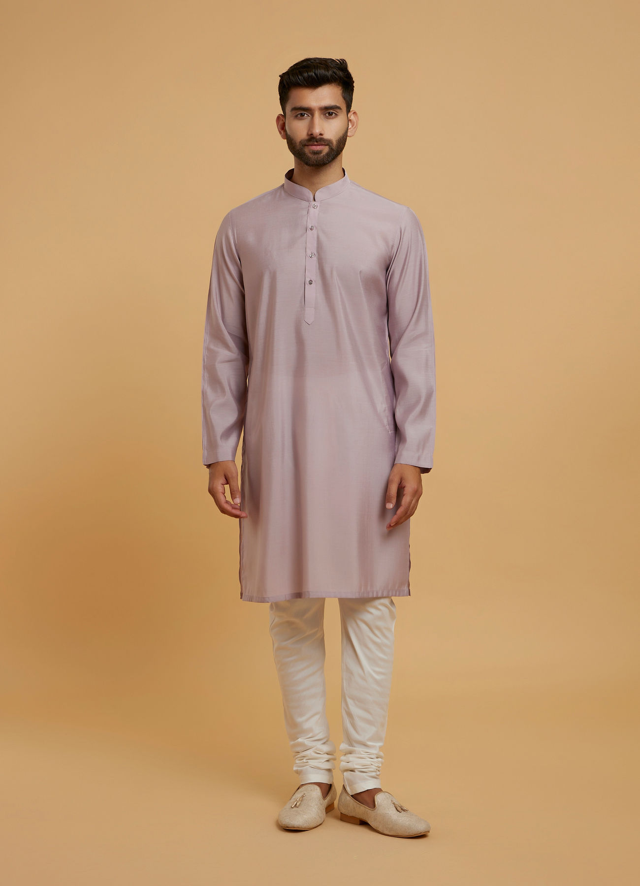 Twamev Men Lilac Grandeur Kurta Jacket Set