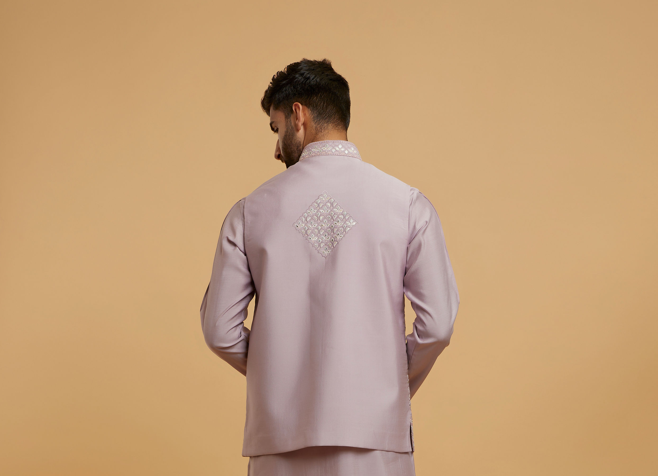 Twamev Men Lilac Grandeur Kurta Jacket Set