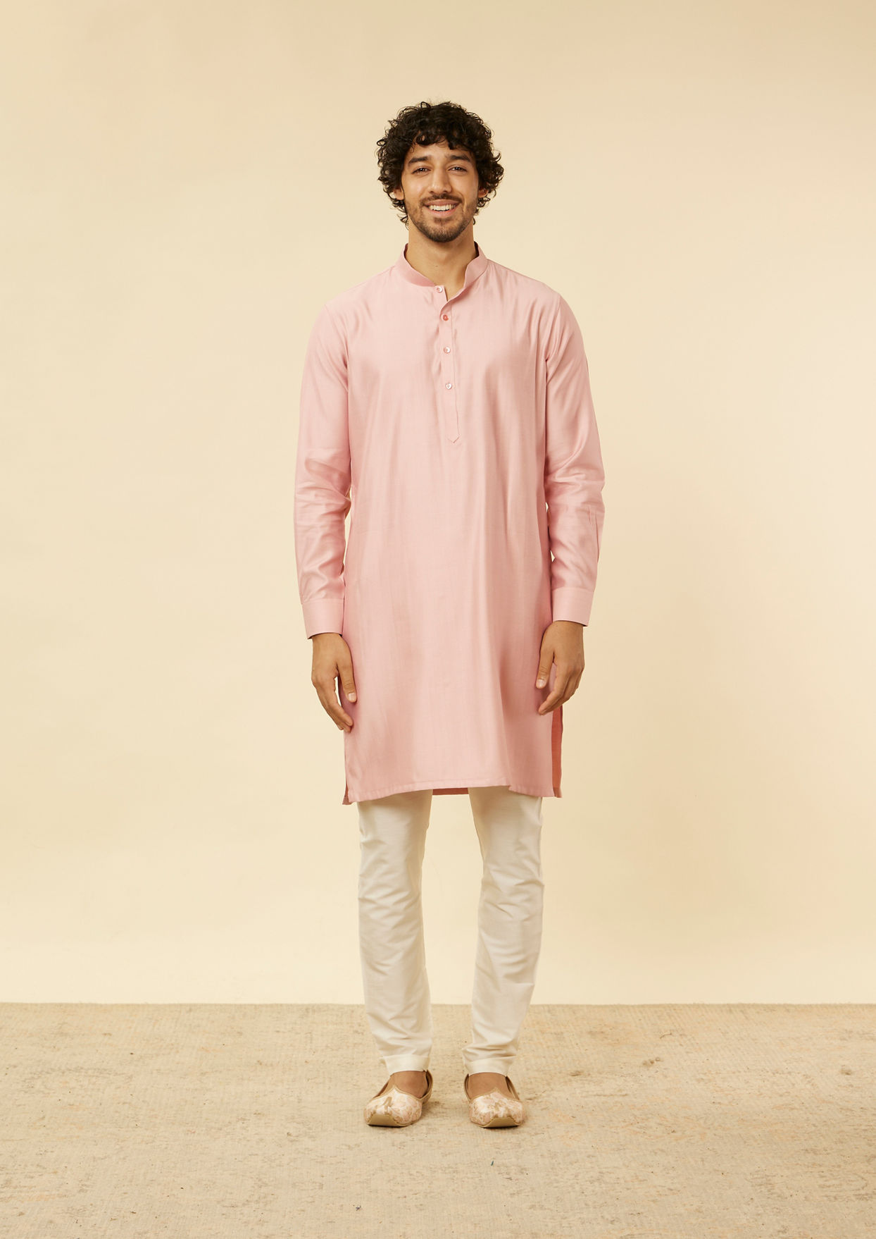 alt message - Twamev Men Blush Pink Satin Showstopper Jacket Set image number 2