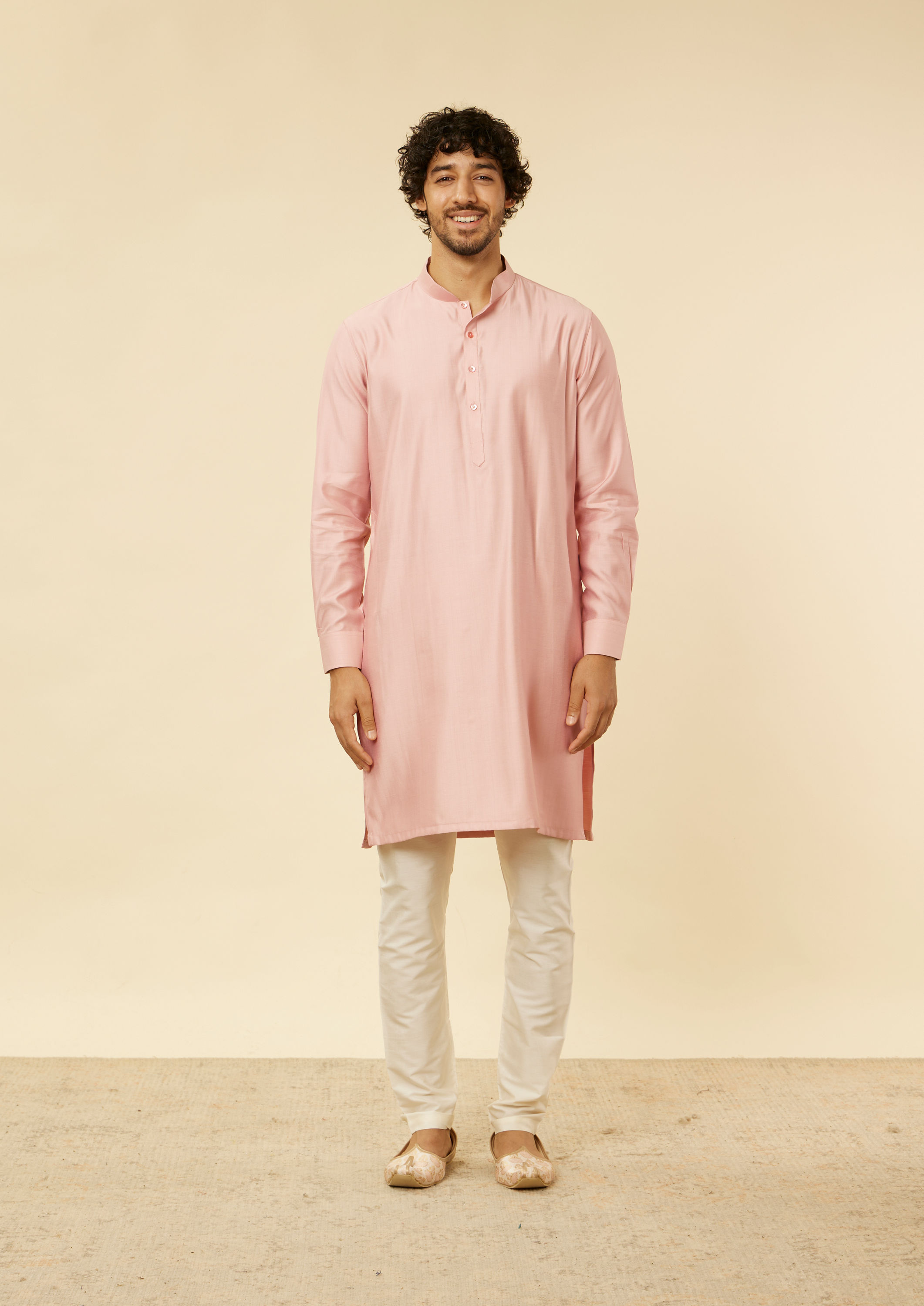 Twamev Men Blush Pink Satin Showstopper Jacket Set