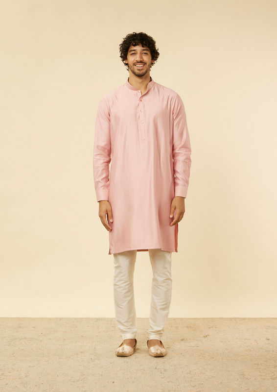 Twamev Men Blush Pink Satin Showstopper Jacket Set