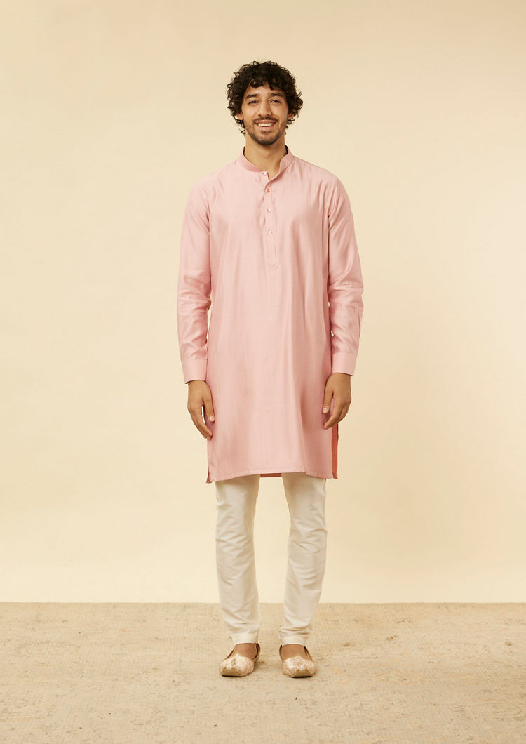 Twamev Men Blush Pink Satin Showstopper Jacket Set