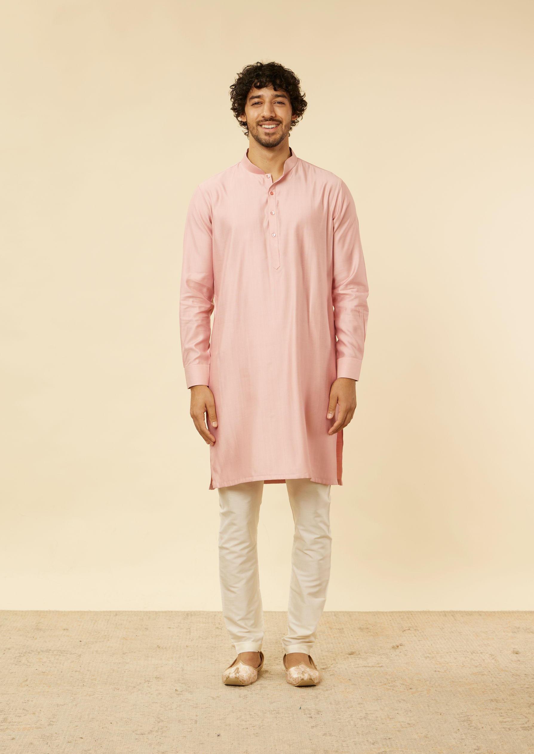 Twamev Men Blush Pink Satin Showstopper Jacket Set