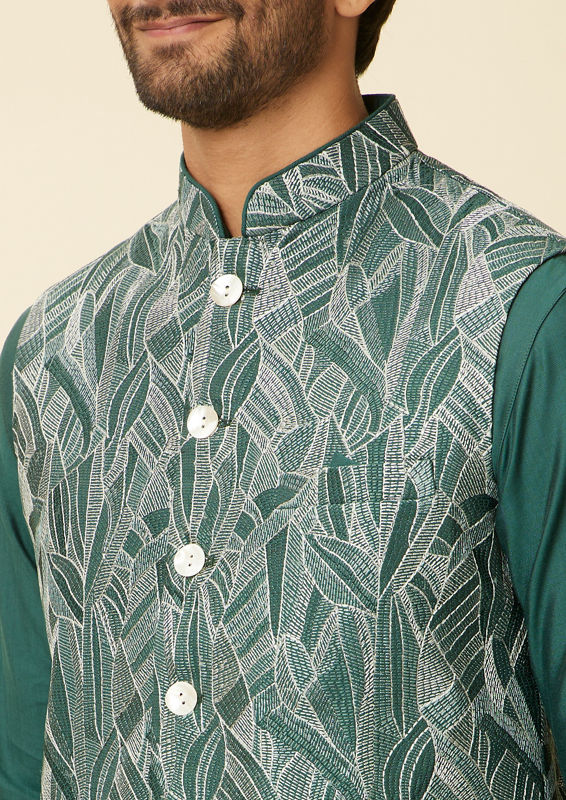Twamev Men Teal Green Extravaganza Kurta Jacket Set