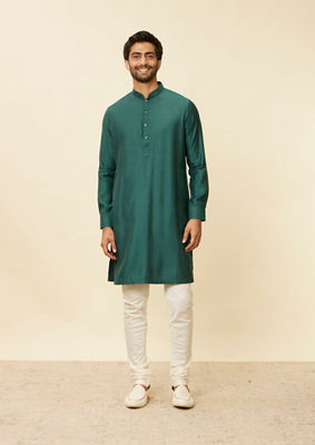 alt message - Twamev Men Teal Green Extravaganza Kurta Jacket Set image number 4