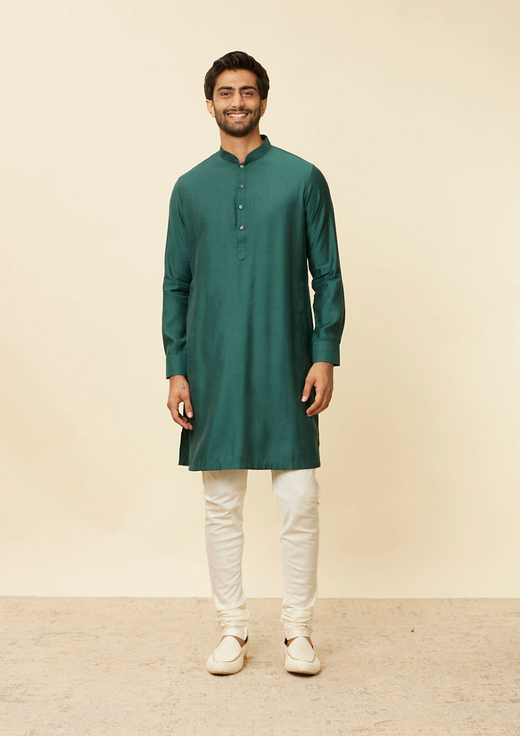 Twamev Men Teal Green Extravaganza Kurta Jacket Set