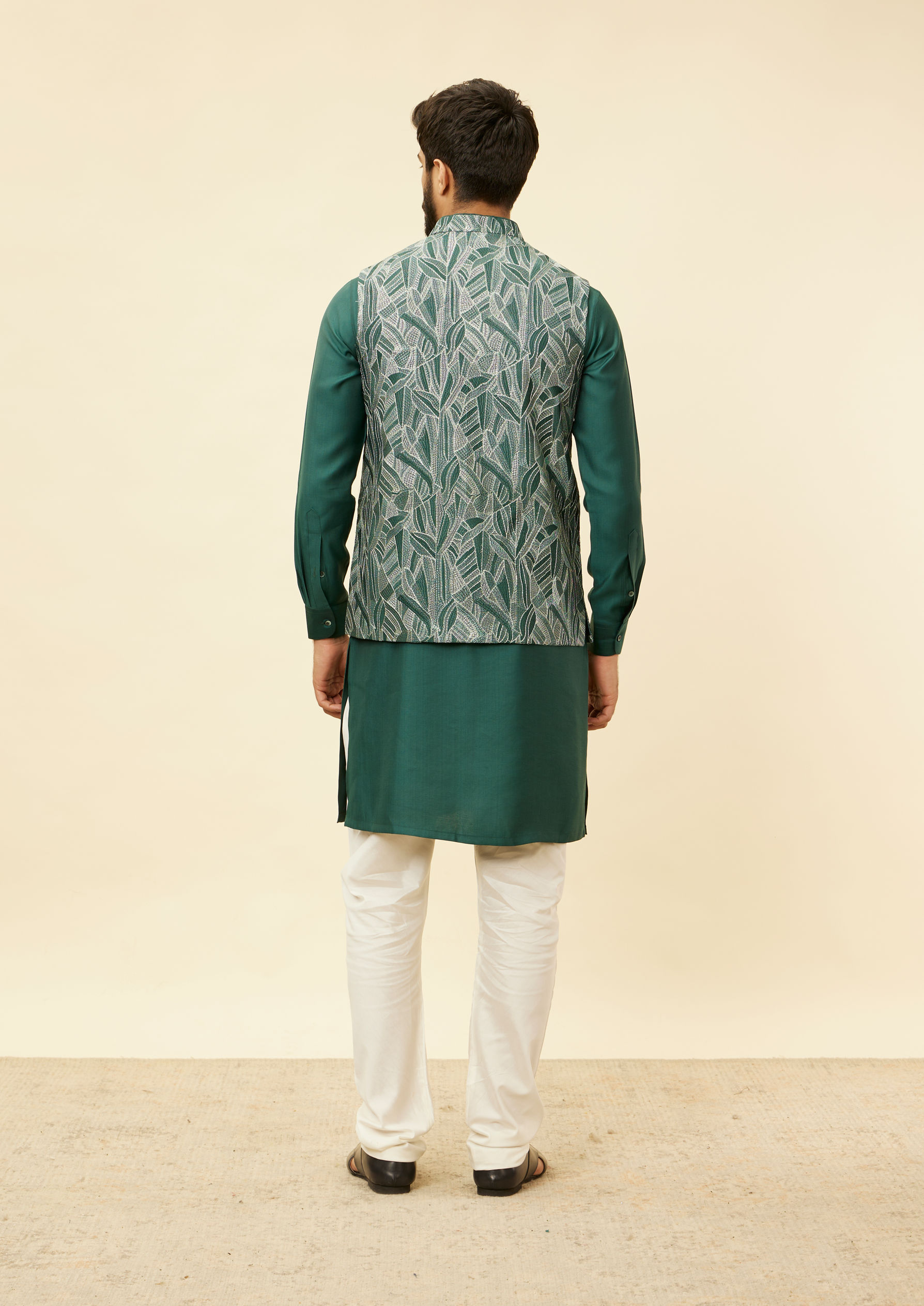 Twamev Men Teal Green Extravaganza Kurta Jacket Set