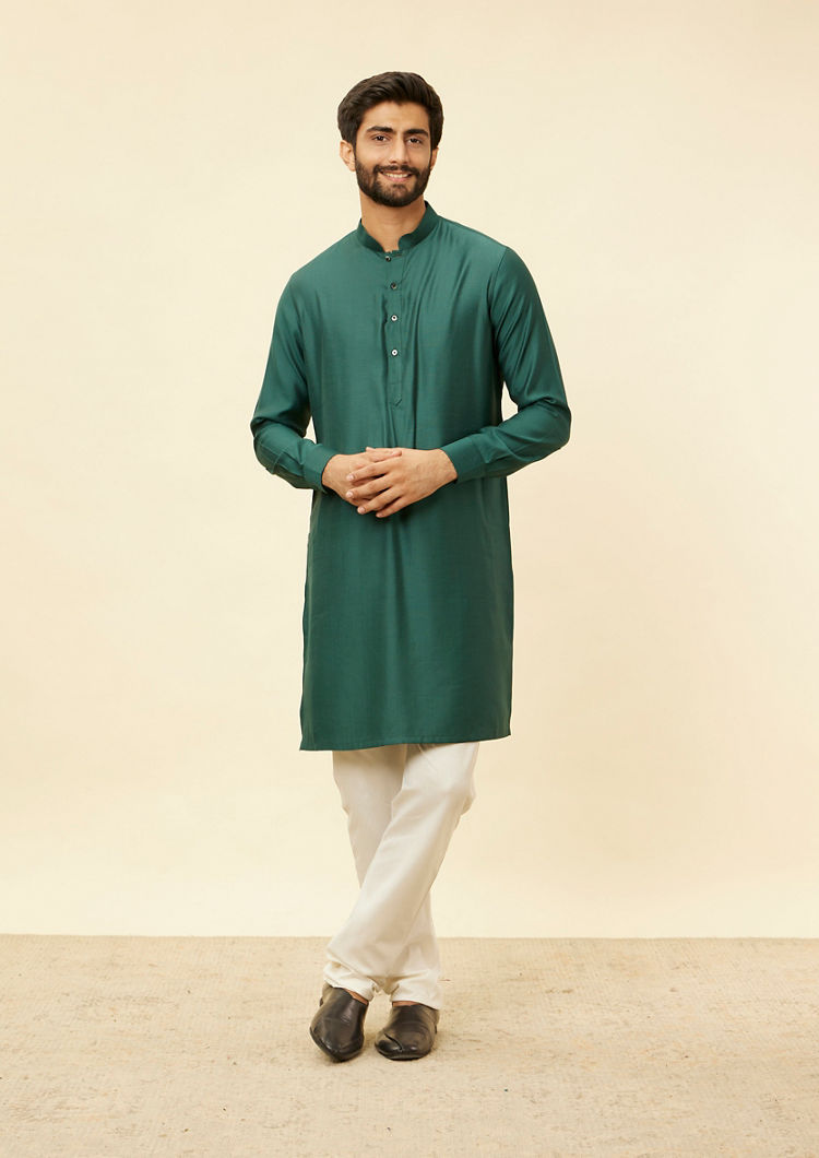 Twamev Men Teal Green Extravaganza Kurta Jacket Set image number 5